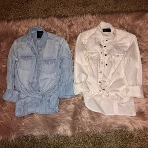 2 American Eagle denim shirts